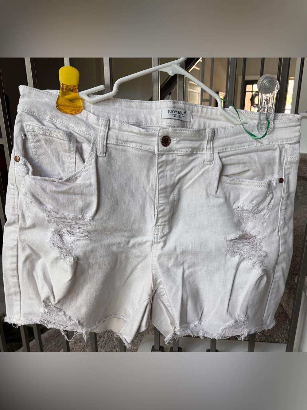 Judy Blue White Distressed Denim Shorts -2XL